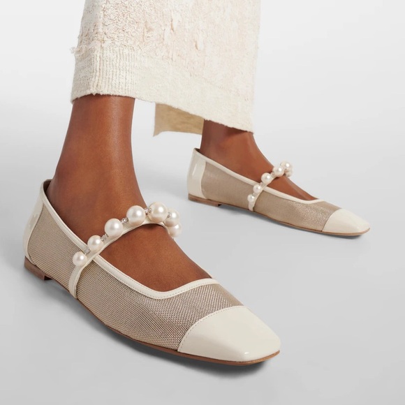 Jimmy Choo Shoes - New JIMMY CHOO Ade embellished mesh Mary Jane ballet flats 38.5 $850